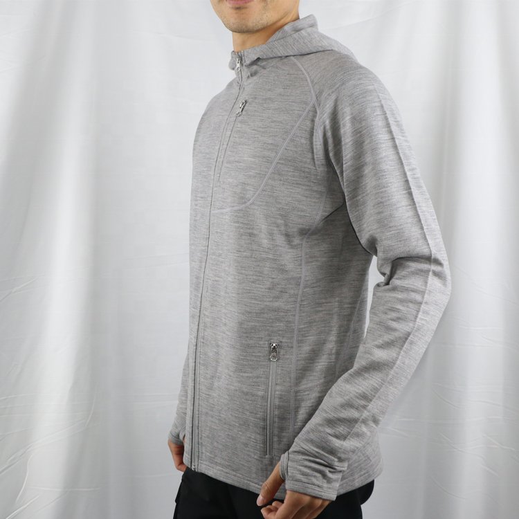 Custom Logo Men High Quality Printed Men Hoodie OEM Sweatshirt Merino Wool T-shirts with Zipper for Running