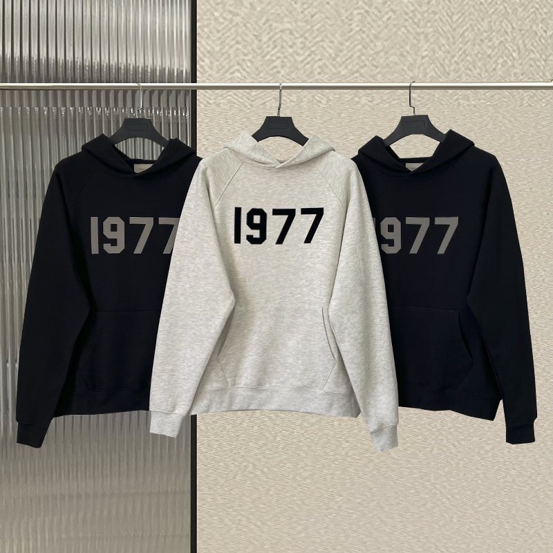 ESSENTIALS KAREEM sweater 1977 flocking American high street youth loose FOG hoodie casual plus velvet hooded sweater men