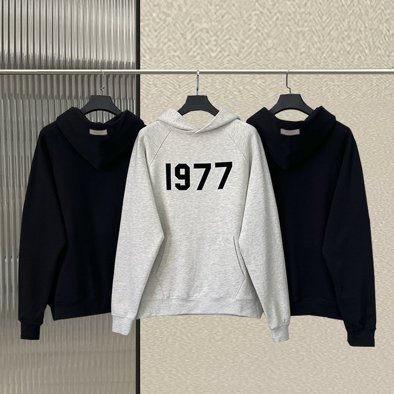ESSENTIALS KAREEM sweater 1977 flocking American high street youth loose FOG hoodie casual plus velvet hooded sweater men