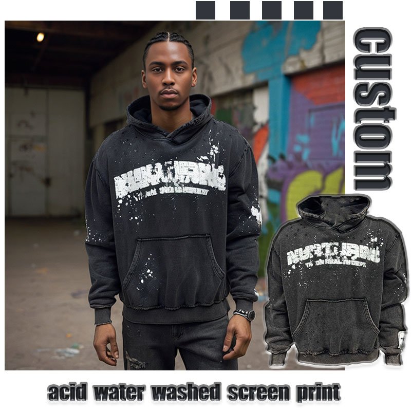 custom men's hoodies 100% cotton 500gsm oversized heavy weight hoodie streetwear vintage acid wate washed hoodies for man