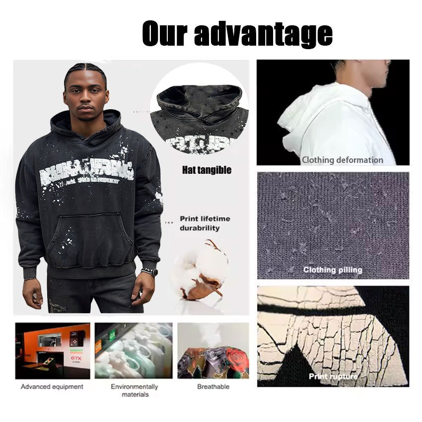 custom men's hoodies 100% cotton 500gsm oversized heavy weight hoodie streetwear vintage acid wate washed hoodies for man