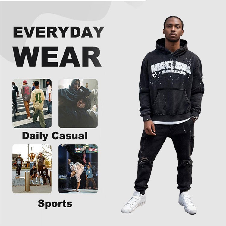 custom men's hoodies 100% cotton 500gsm oversized heavy weight hoodie streetwear vintage acid wate washed hoodies for man