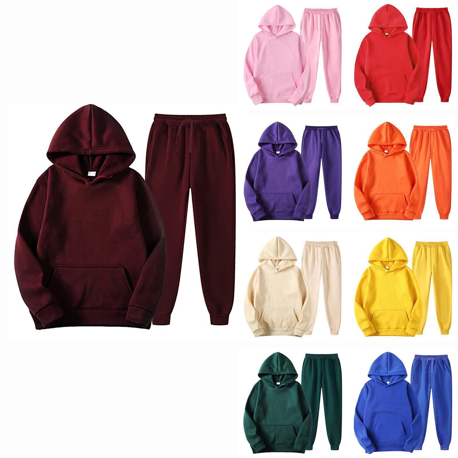 Sports and Casual Solid Coat Pants Set Men's and Women's Pullover Sweater Casual Men'S Suit