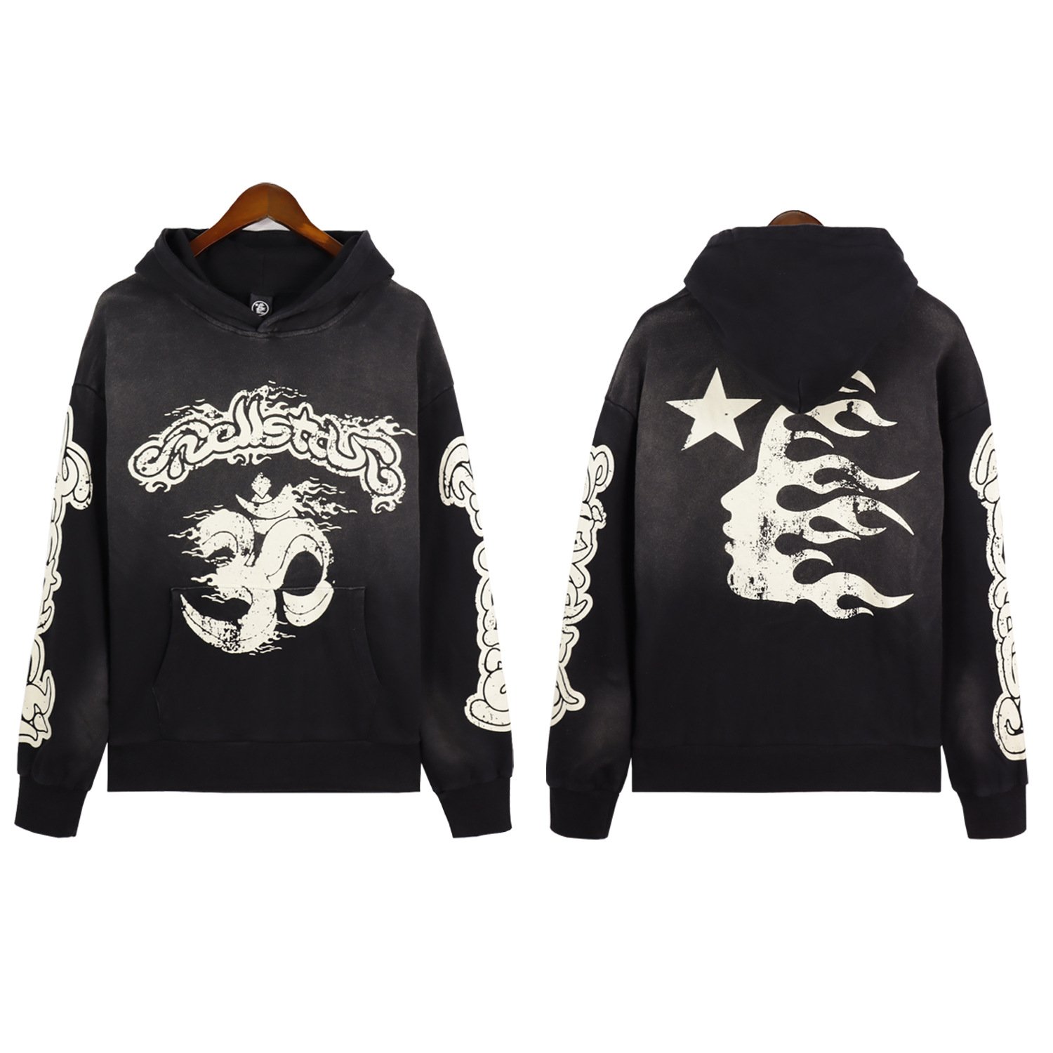 Ready to ship high quality fashion streetwear hoodies 350g Terry Cotton Vintage wash Men's Hoodies & Sweatshirts