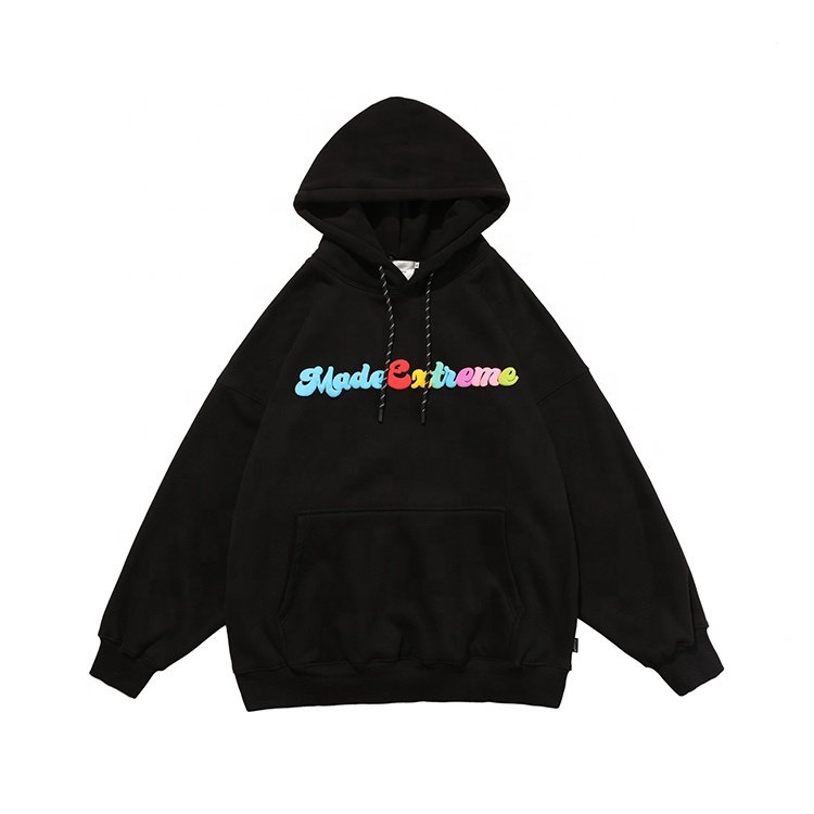 Winter black long sleeve letter foam printing hooded plus size men's hoodies & sweatshirts