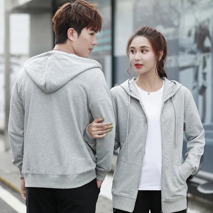 Wholesale Unisex Hoodies Manufacturer 100% Cotton French Terry Sweatshirts Full Zip Up Men's Hoodies with Custom Logo