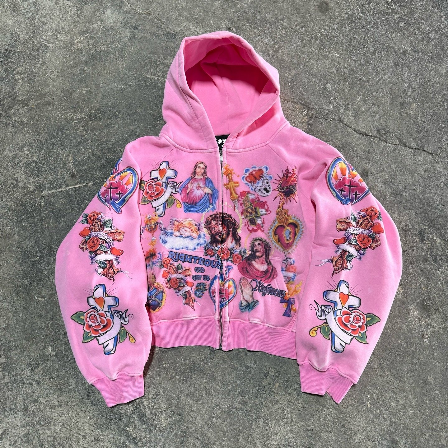 Wholesale Customised Men'S Zip Up Hoodie Street Vintage Heavyweight Cotton Baggy Oversized Digital Print Zipper Hoodie