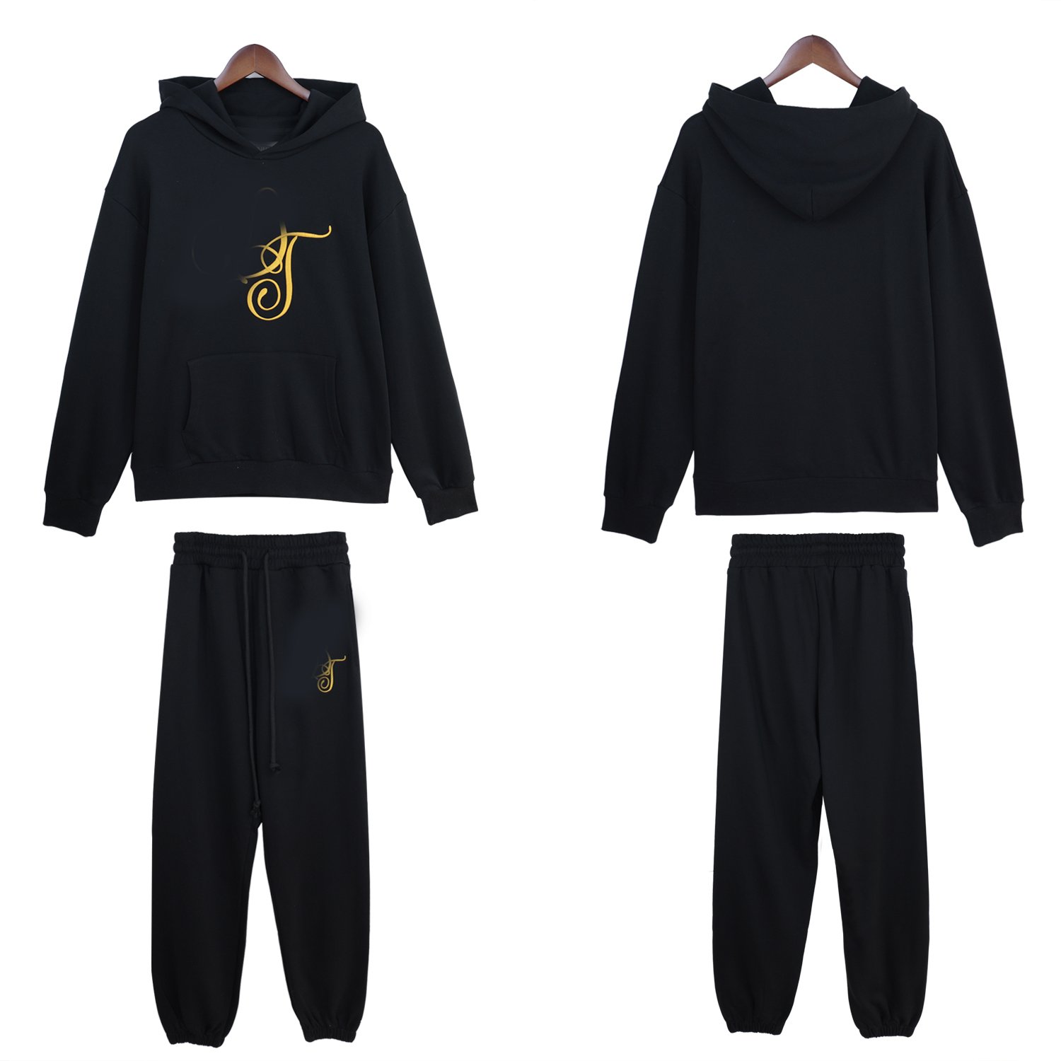 Wholesale High Quality Denim Puff Printing men's sets luxury Unisex Label Cotton French Terry Men's Tears Hoodies&Sweatshirts