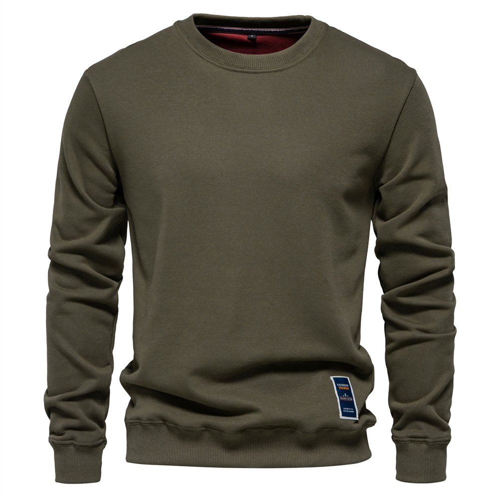 New style European size sweatshirt Street loose round neck solid color leisure sports men's hoodies & sweatshirts