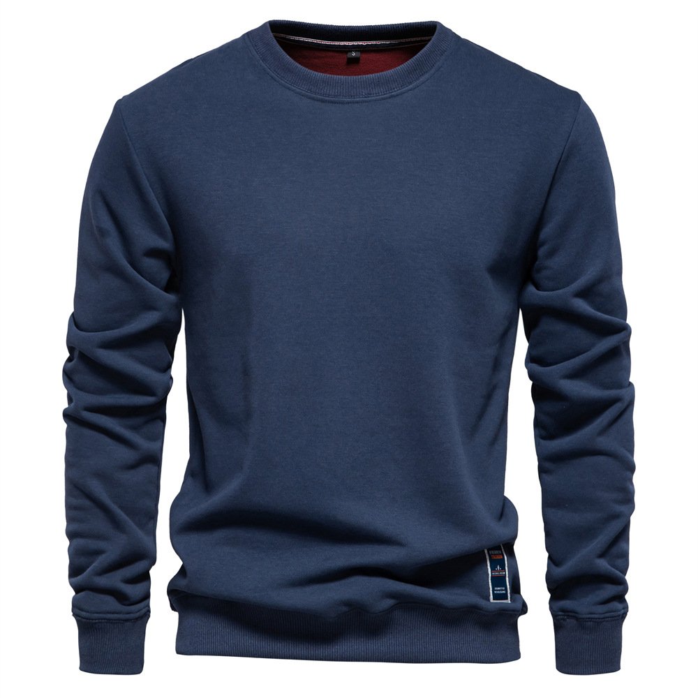 New style European size sweatshirt Street loose round neck solid color leisure sports men's hoodies & sweatshirts