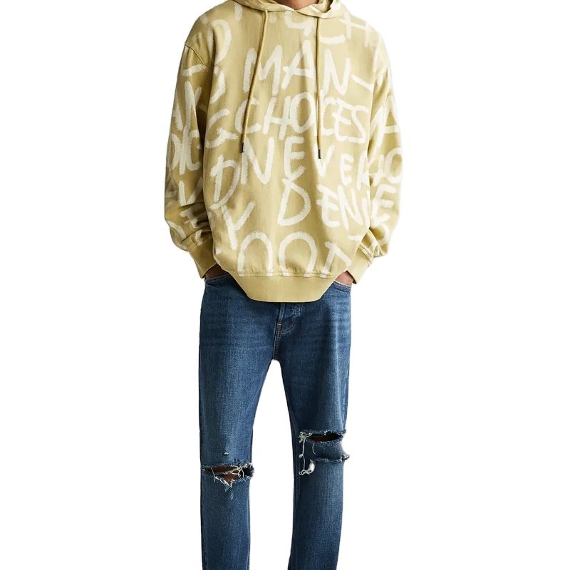 YT High Quality Oem Customized Hip Pop Pattern Letter Printed Men Pullover Logo Sweaters Men's hoodies