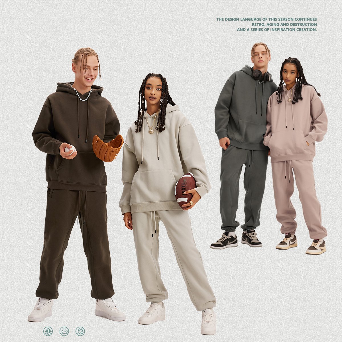 Custom 100% Cotton French Terry Hoodies Track Suit Set Jogger Sweatsuits Men'S Casual Tracksuit Track Suits Unisex Fleece Sweats