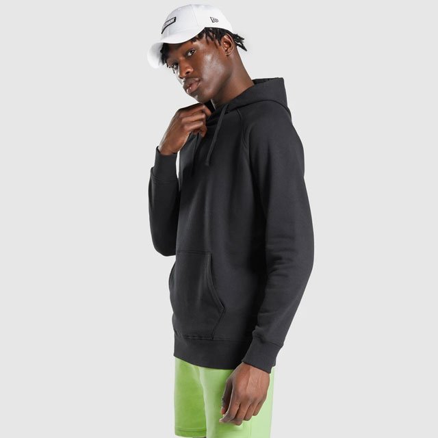 High Quality Black Luxury Blank Full Zip Hoodie Puff Print Streetwear Custom No String Drop Shoulder Pullover Plain Men Hoodie