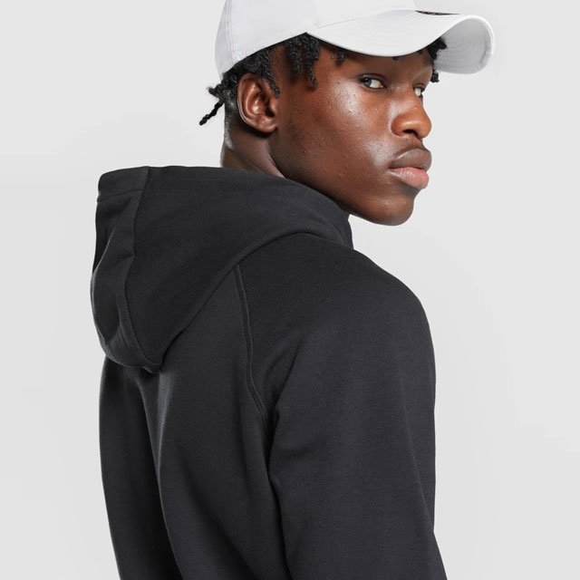 High Quality Black Luxury Blank Full Zip Hoodie Puff Print Streetwear Custom No String Drop Shoulder Pullover Plain Men Hoodie