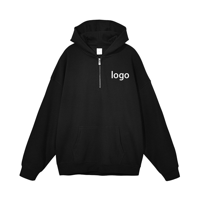 Wholesale Custom Blank Men's Zip Up Hoodie Oversized Embroidery Zipper Hoodies Heavy Weight 400GSM Cotton Cropped Hoodies Men