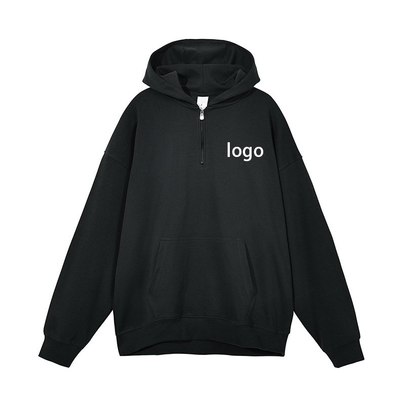 Wholesale Custom Blank Men's Zip Up Hoodie Oversized Embroidery Zipper Hoodies Heavy Weight 400GSM Cotton Cropped Hoodies Men