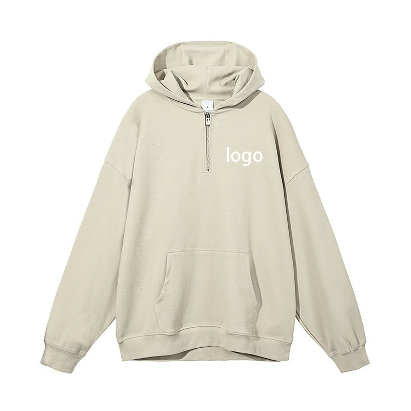 Wholesale Custom Blank Men's Zip Up Hoodie Oversized Embroidery Zipper Hoodies Heavy Weight 400GSM Cotton Cropped Hoodies Men