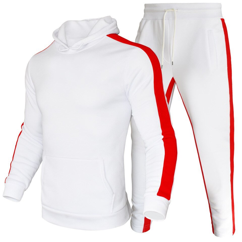 Men Casual Tracksuit Men's stripe Hoodies and Sweatpants Two Pieces Sets Sportswear High Quality Clothing Fitness Corset