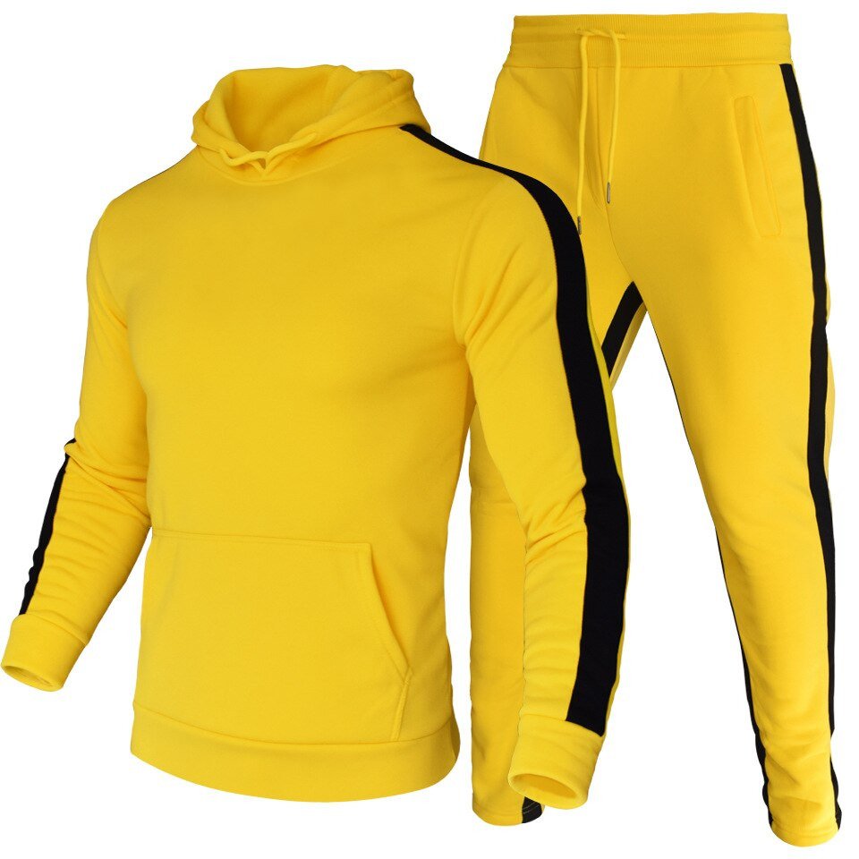 Men Casual Tracksuit Men's stripe Hoodies and Sweatpants Two Pieces Sets Sportswear High Quality Clothing Fitness Corset
