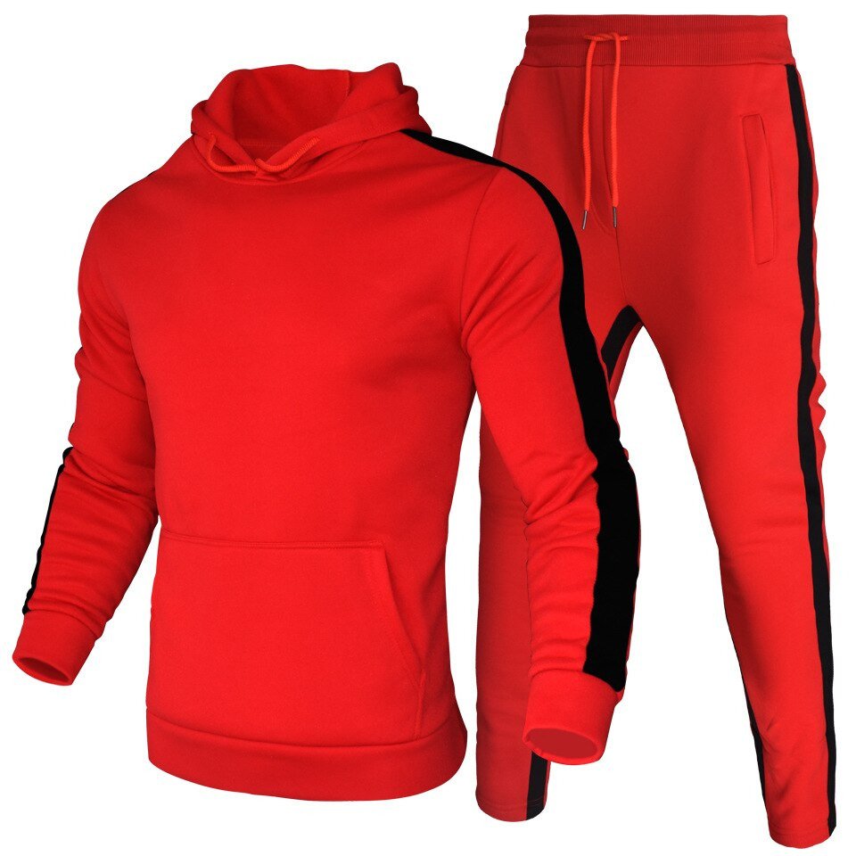 Men Casual Tracksuit Men's stripe Hoodies and Sweatpants Two Pieces Sets Sportswear High Quality Clothing Fitness Corset
