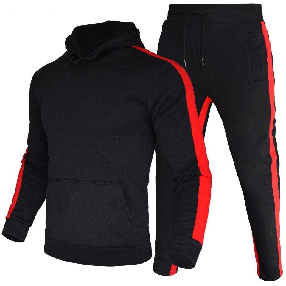Men Casual Tracksuit Men's stripe Hoodies and Sweatpants Two Pieces Sets Sportswear High Quality Clothing Fitness Corset
