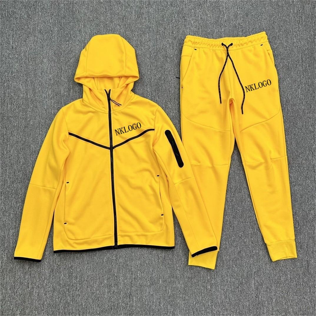 QY9209 2024 New arrivals Custom NK Patchwork Hooded Sweatsuits Hoodie Sweatshirt 2 Piece Trousers Set Men's Jogging Tracksuit