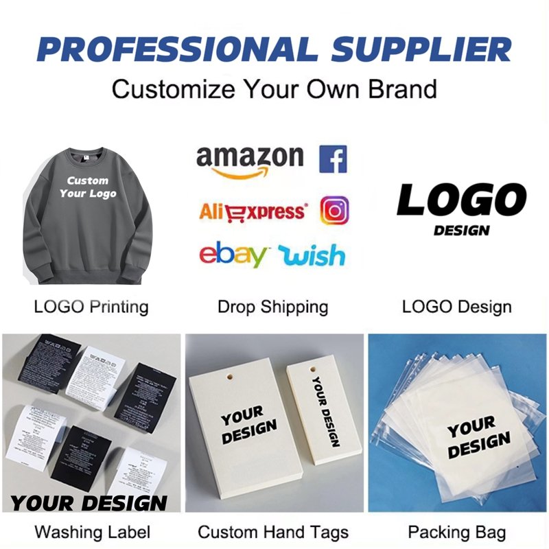 Wholesale Unisex Plain Men's Blank Oversized Heavy Sweatshirt Print Cotton Fleece Crew Neck Embroidery Crewneck For Men