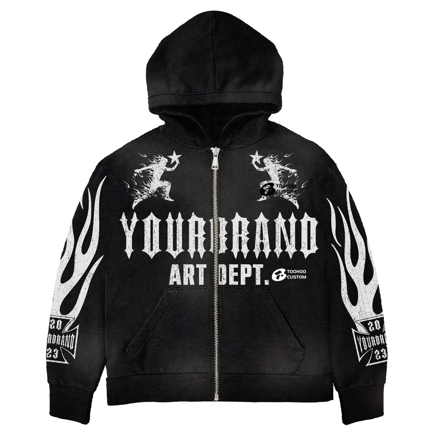 2024 hoodie customisable high quality custom puff print hoodie 500gsm acid wash men sweatsuit custom printed hoodies