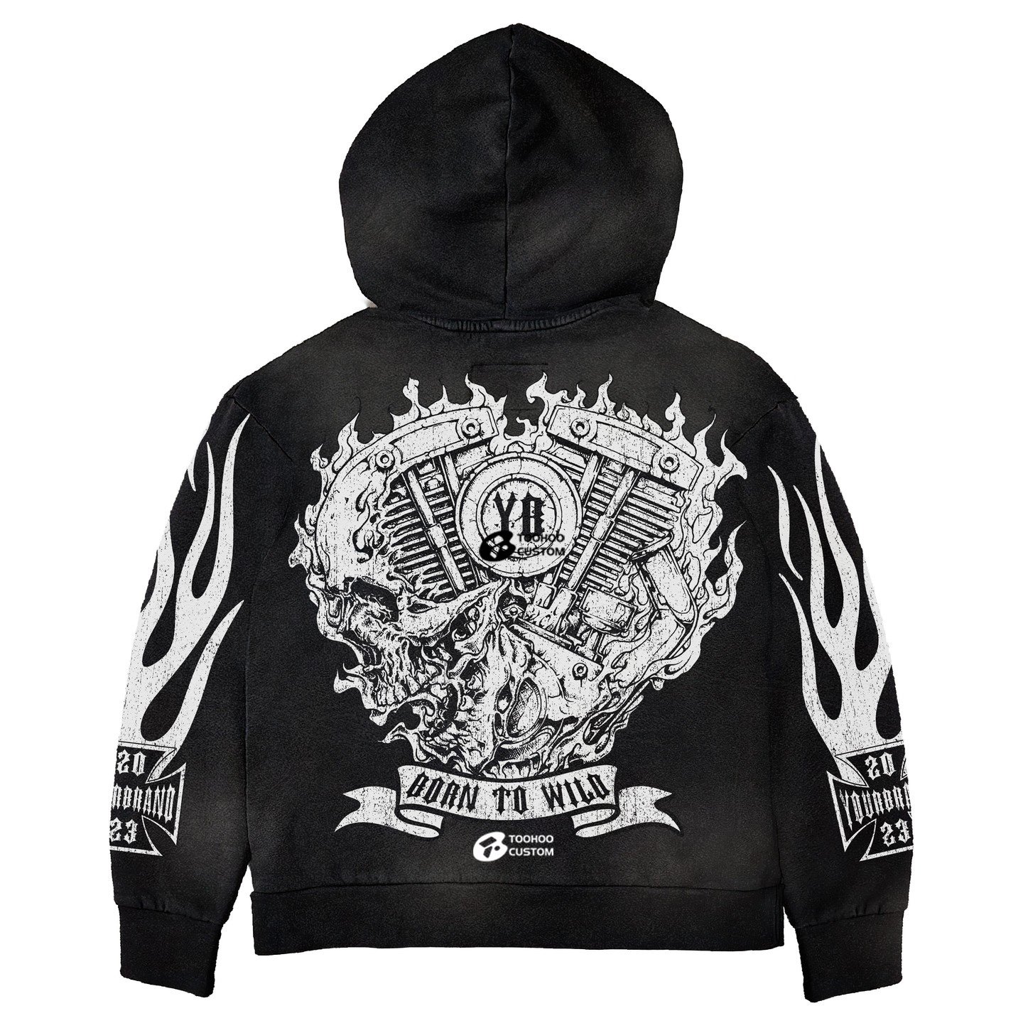 2024 hoodie customisable high quality custom puff print hoodie 500gsm acid wash men sweatsuit custom printed hoodies