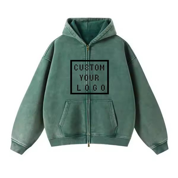 Custom Men's Oversize Hoodies acid Vintage Batik Wash Functional Zip-Up High Street Style 3D Pattern for Men's Hoodies
