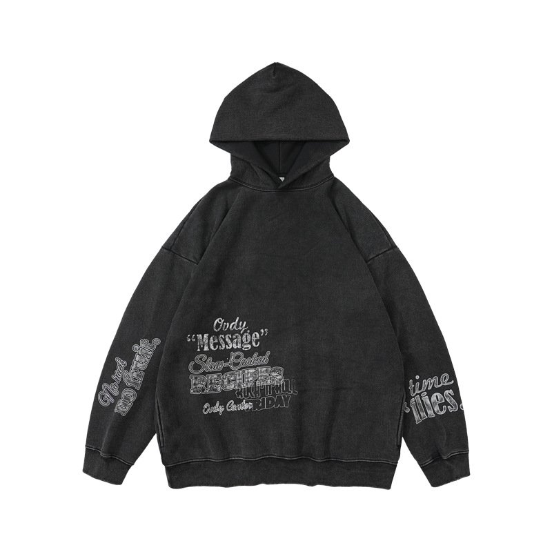 Heavyweight Oversize hoodie Printing 100% Cotton acid wash hoodie Custom Vintage Hoodie For Men