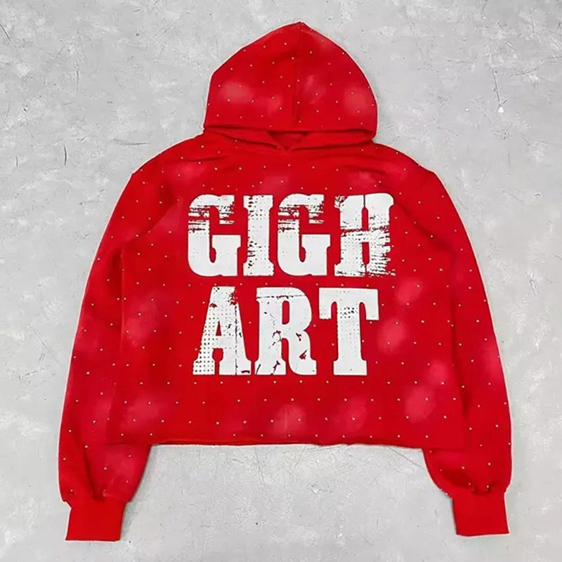 OEM Clothing manufacturers custom logo acid wash hoodie vintage DTG Print men's track suit distressed sweatsuit rhinestone sets