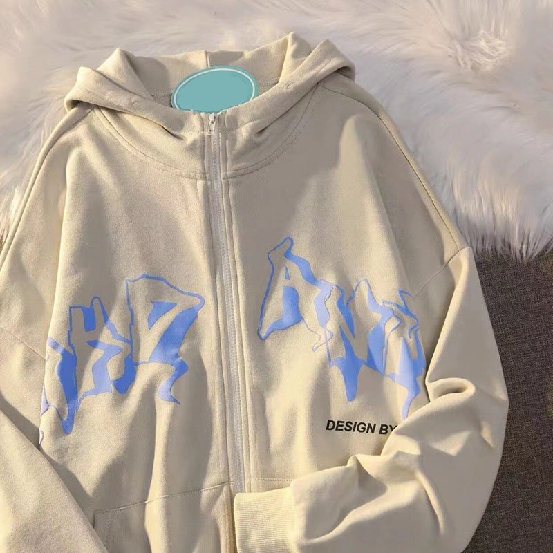 heavyweight streetwear full zip up hoodie men full face zip puff printing custom embroidery logo men's hoodies & sweatshirts