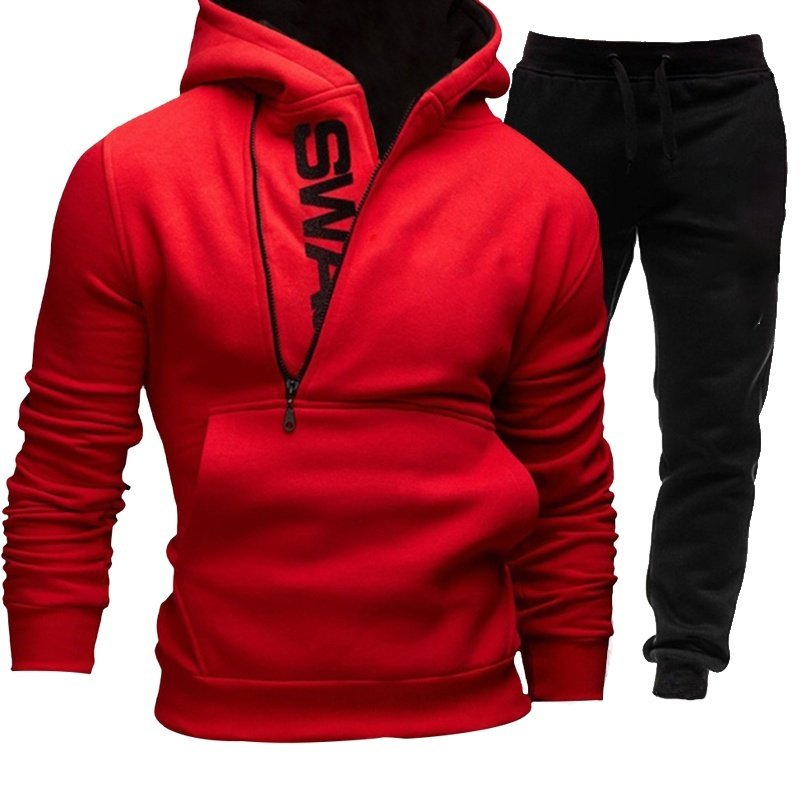 Casual Men's Clothing Plus Size Tracksuit Men's 2 Pieces Set Sweatshirt and Sportspants Outfits Zipper Hoodies
