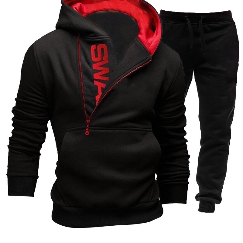 Casual Men's Clothing Plus Size Tracksuit Men's 2 Pieces Set Sweatshirt and Sportspants Outfits Zipper Hoodies