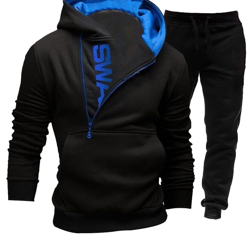 Casual Men's Clothing Plus Size Tracksuit Men's 2 Pieces Set Sweatshirt and Sportspants Outfits Zipper Hoodies