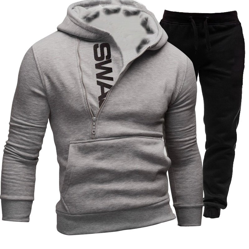 Casual Men's Clothing Plus Size Tracksuit Men's 2 Pieces Set Sweatshirt and Sportspants Outfits Zipper Hoodies