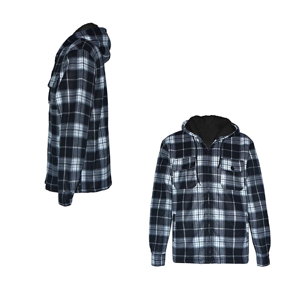 2022 Slim Fit Long Sleeve Mens Warm Hooded Flannel Jacket in new style and good quality