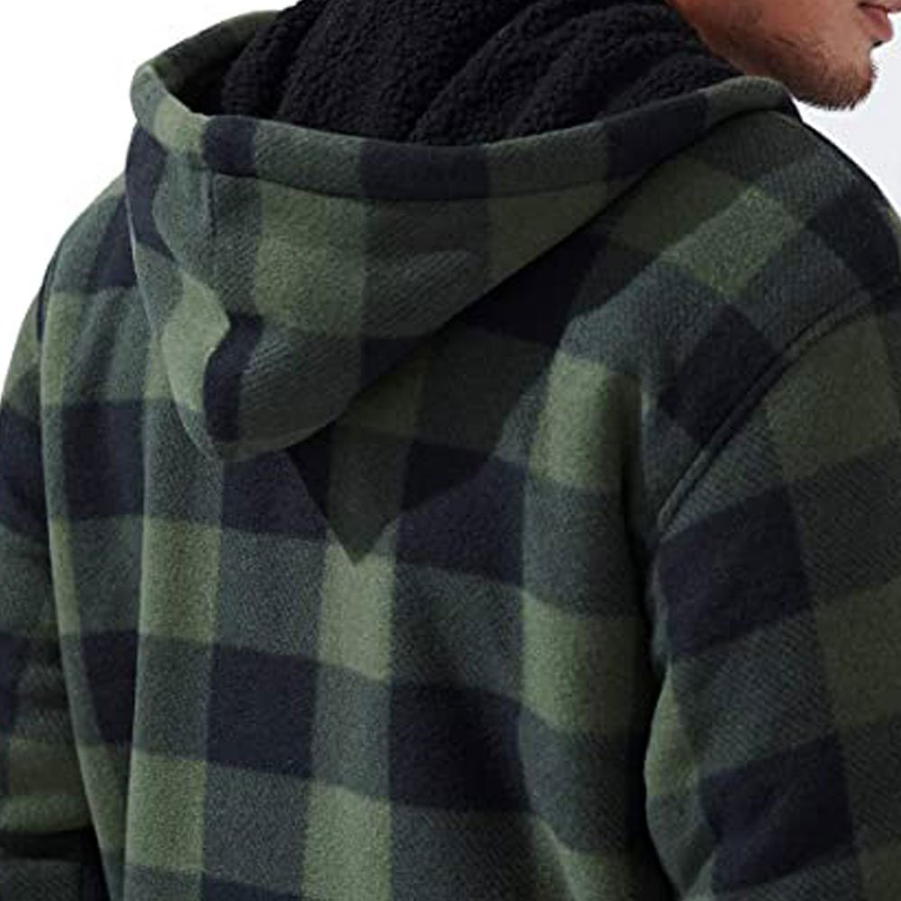 2022 Slim Fit Long Sleeve Mens Warm Hooded Flannel Jacket in new style and good quality