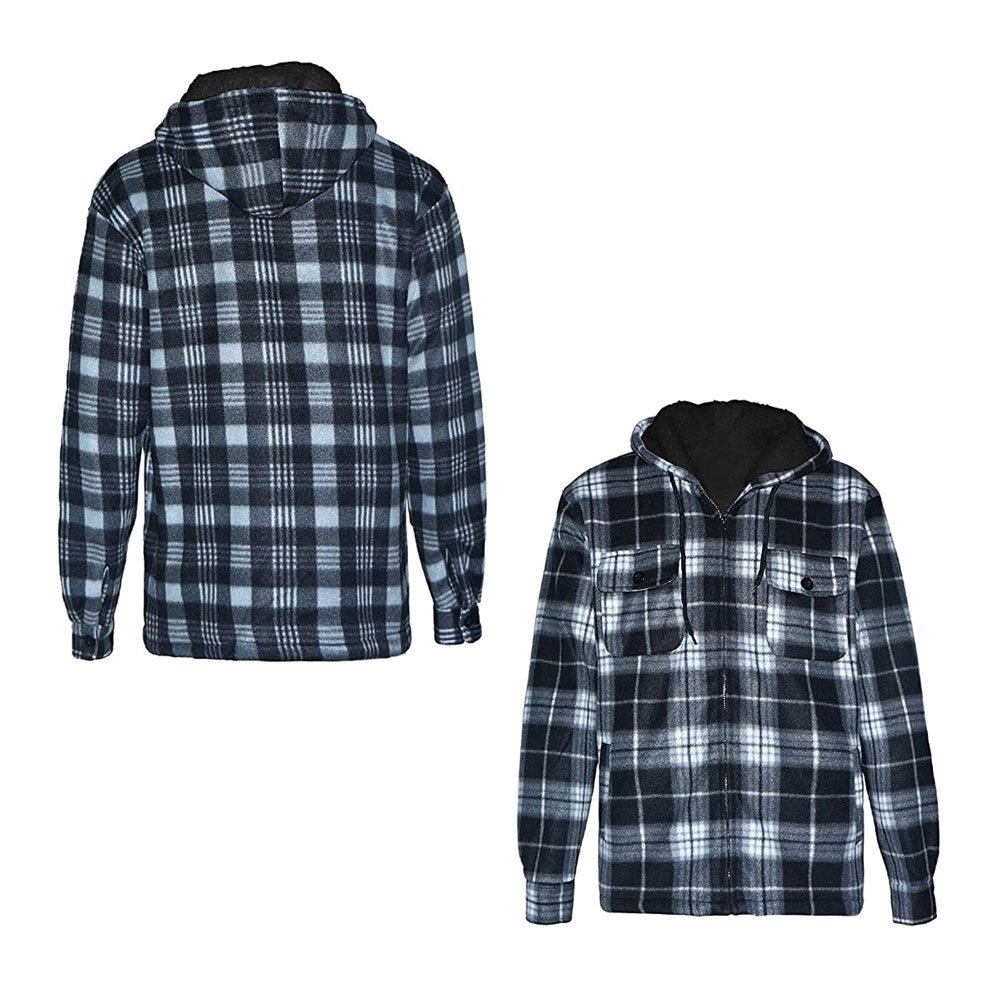 2022 Slim Fit Long Sleeve Mens Warm Hooded Flannel Jacket in new style and good quality