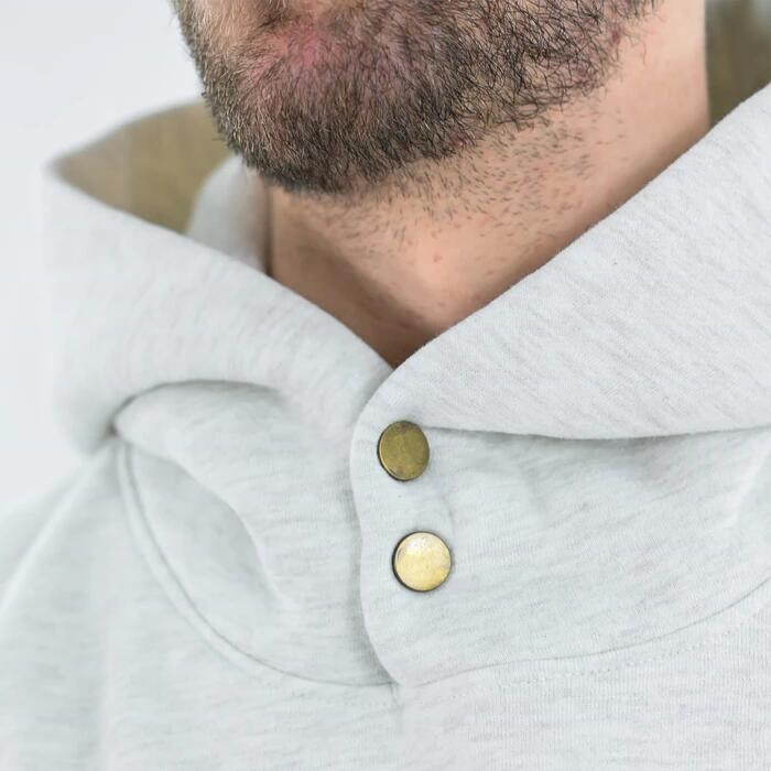 New product 100% pure cotton solid color snap button men oversize heavyweight hoodie casual loose men's blank hoodies