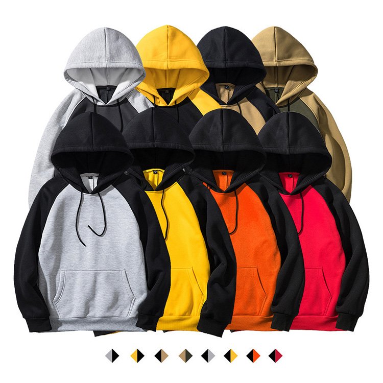 Custom logo blank cotton thick heavy drop shoulder patchwork fashionable loose men's hoodie