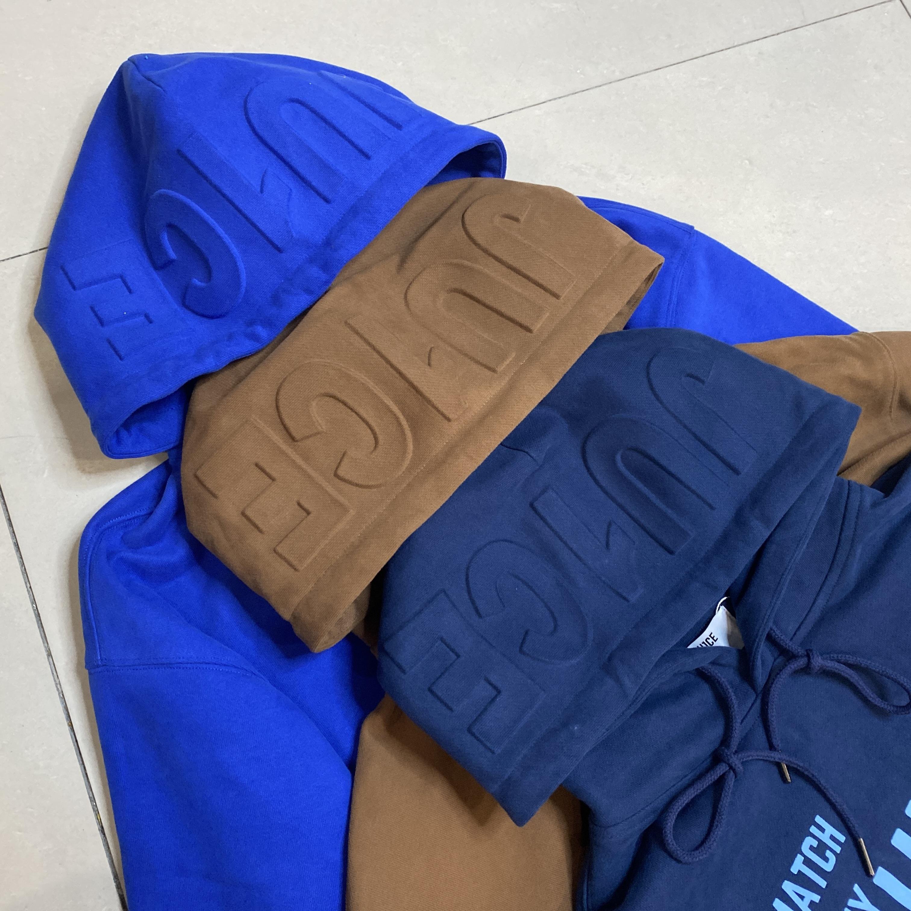 High quality pure cotton customized Oversized casual fashion embossed men's hoodie customized 3D logo printed embossed Hoodies