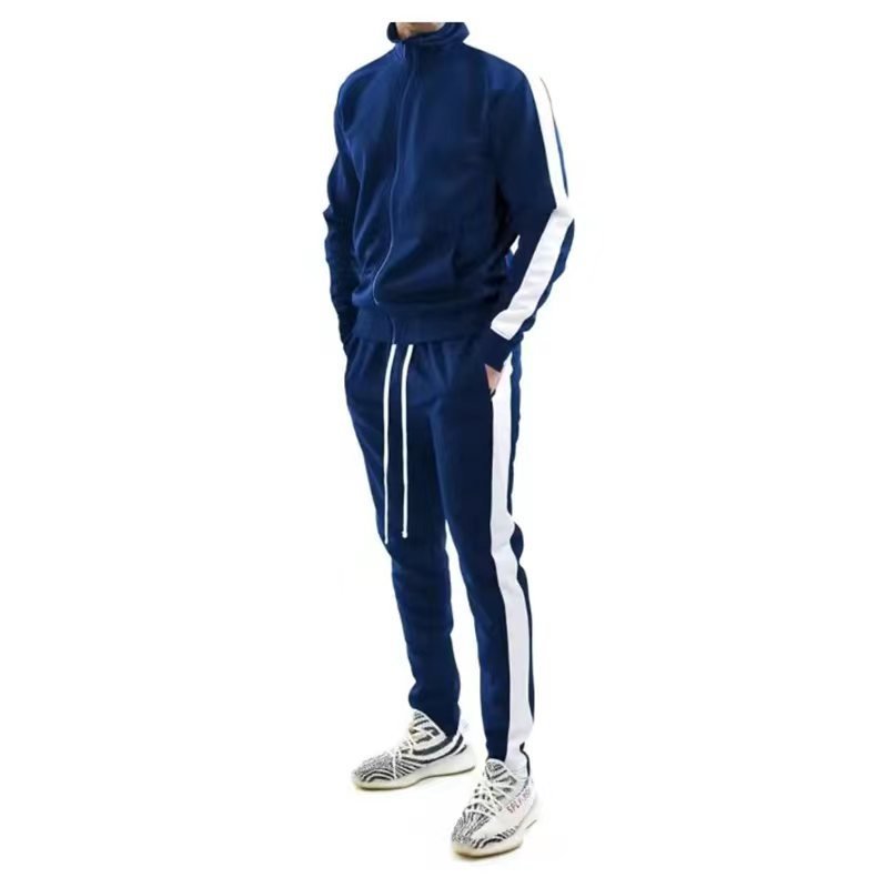 Multiple Colors Men's Fashion Side Stripe Zipper Hoodies Set Spring Casual Men Gym Joggers Sets Sportswear