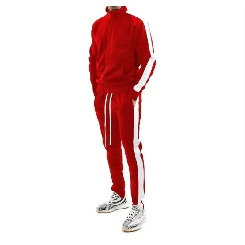 Multiple Colors Men's Fashion Side Stripe Zipper Hoodies Set Spring Casual Men Gym Joggers Sets Sportswear