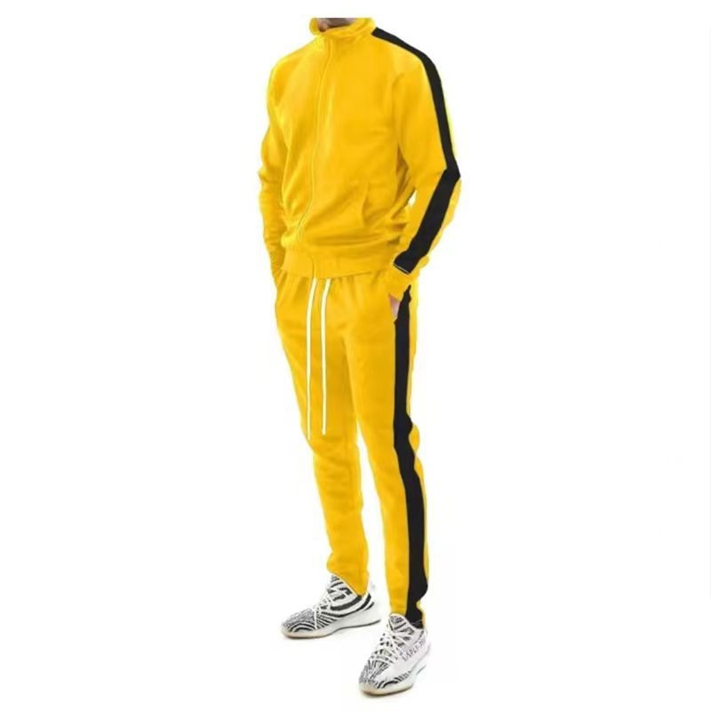 Multiple Colors Men's Fashion Side Stripe Zipper Hoodies Set Spring Casual Men Gym Joggers Sets Sportswear
