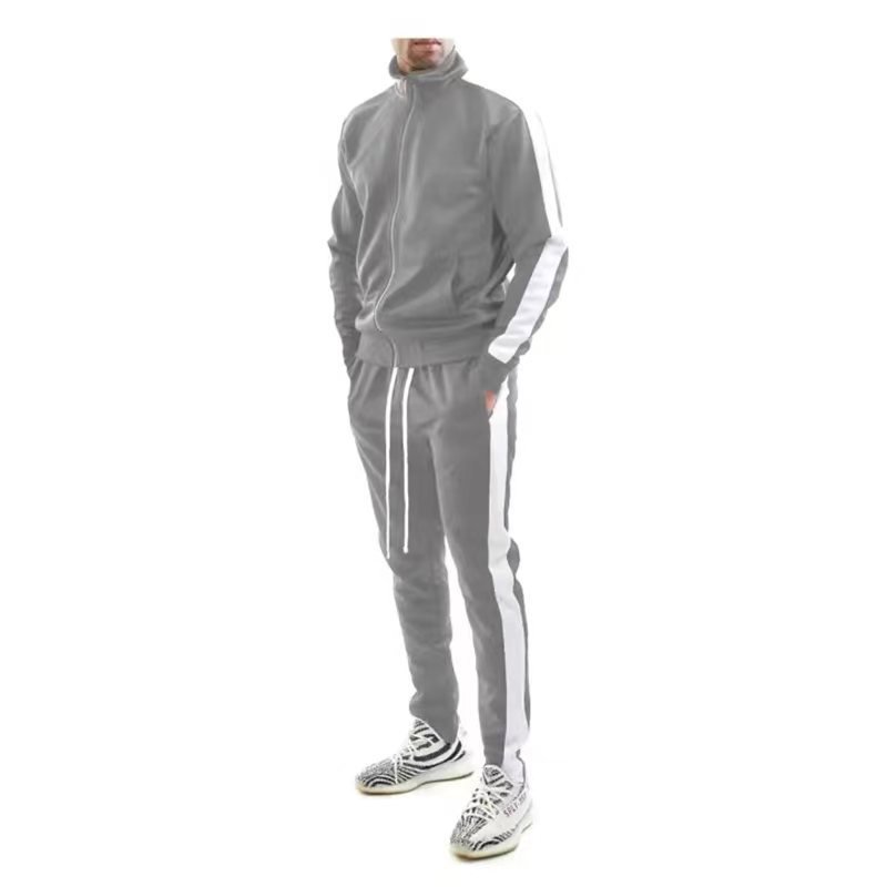 Multiple Colors Men's Fashion Side Stripe Zipper Hoodies Set Spring Casual Men Gym Joggers Sets Sportswear