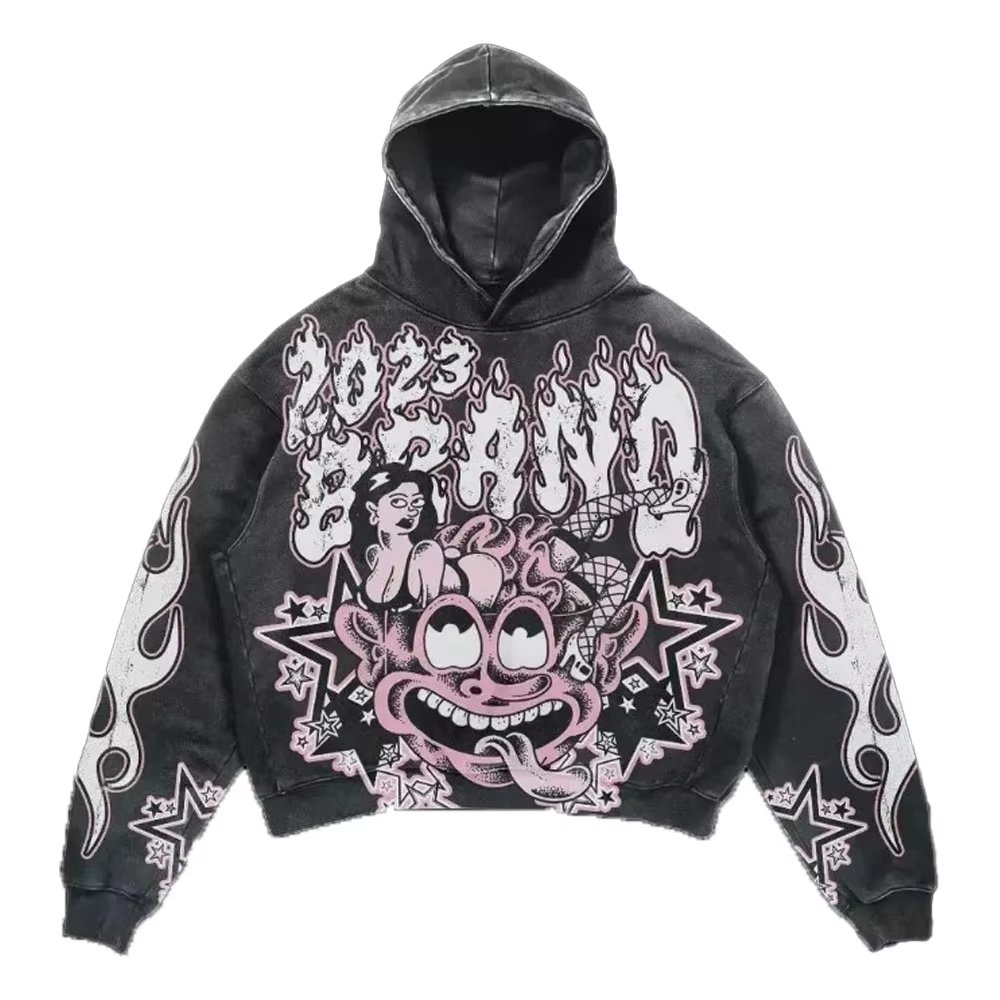 2024 plus size men's hoodies street hip-hop sweatshirts leisure sport round neck printed clothing manufacturers custom wholesale