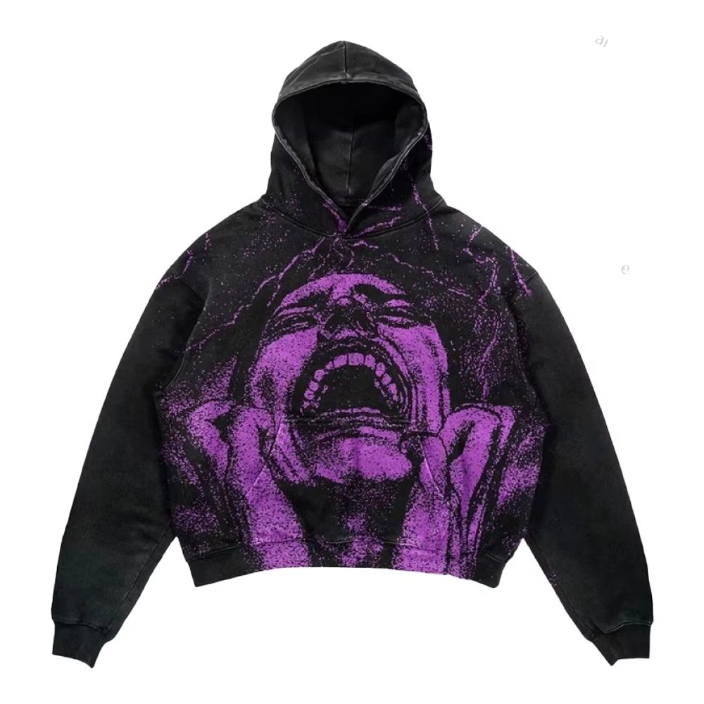 2024 plus size men's hoodies street hip-hop sweatshirts leisure sport round neck printed clothing manufacturers custom wholesale