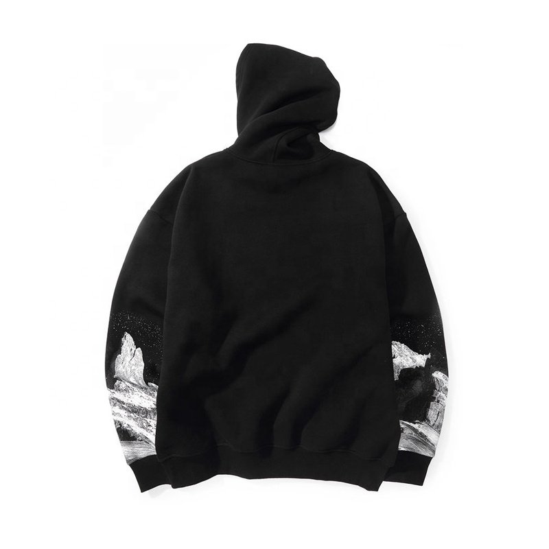 Hoodie Print Heavy Terry Cloth Spring and Winter Terry Fabric Plus Size Knitted Pullover 100% Cotton Printed Sweatshirt Hooded